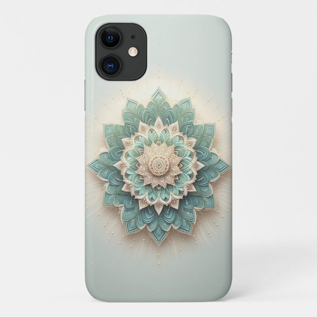 Funda De Case-Mate Para iPhone Flor Geométrica en Capas Intrincadas - Moderno Tea (Reverso)