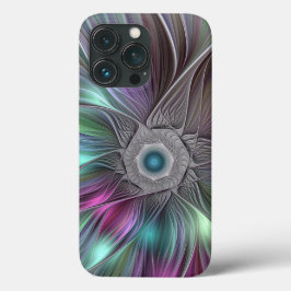 Funda Para iPhone 13 Pro Flor grande colorida Resumen arte fractal trippy