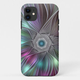 Funda Para iPhone 11 Flor grande colorida Resumen arte fractal trippy