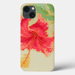 Funda Para iPhone 13 Flor hibiscus sobre fondo tonificado