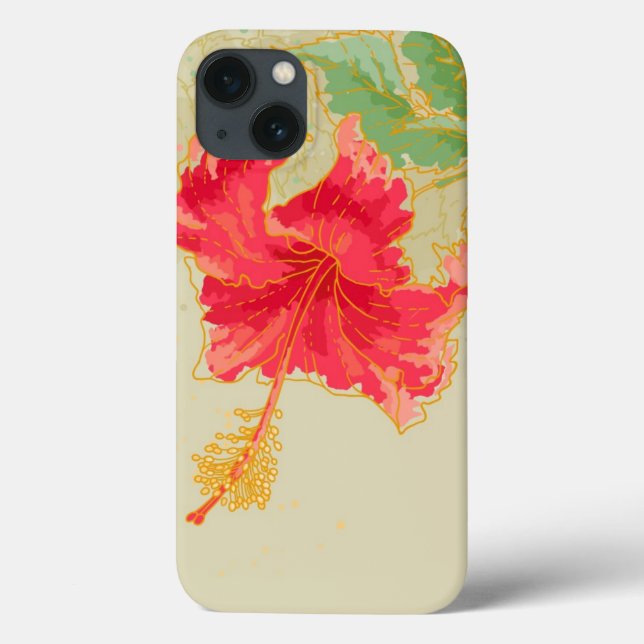 Funda De Case-Mate Para iPhone Flor hibiscus sobre fondo tonificado (Reverso)
