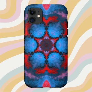 Funda Para iPhone 11 Flor hippie psicodélica azul y roja