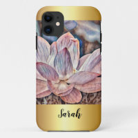 Flor Lotus de oro recortada personalizada