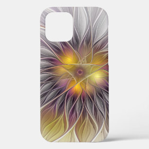 Funda Para iPhone 12 Pro Flor Luminosa Colorida, Fractal Moderno Abstracto