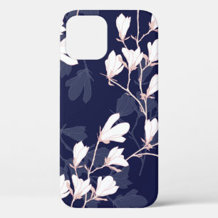 Funda Para iPhone 12 Flor magnolia sin soldadura con flor blanca