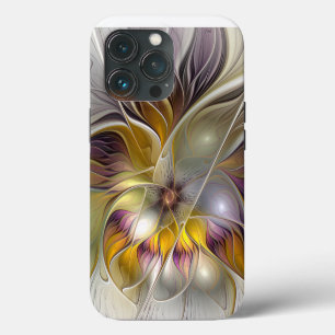 Funda Para iPhone 13 Pro Flor moderna fractal de fantasía colorida abstract