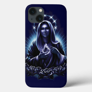 Funda Para iPhone 13 Flor morada bendecida Virgen María