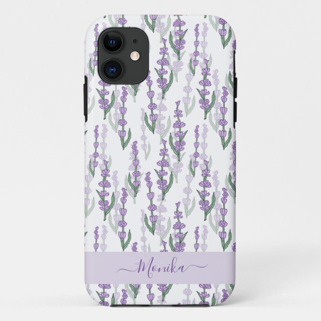 Funda De Case-Mate Para iPhone Flor morada de campo de lavanda (Reverso)