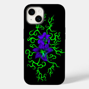 Funda Para iPhone 14 De Case-Mate Flor morada lirio en negro