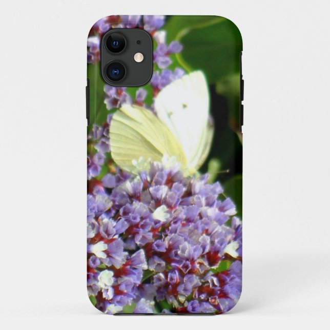 Funda De Case-Mate Para iPhone Flor morada y mariposa (Reverso)