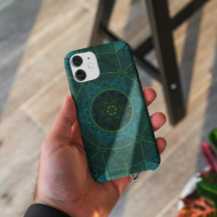 Funda Para iPhone 11 Flor Mosaica Kaleidoscope Verde azulada