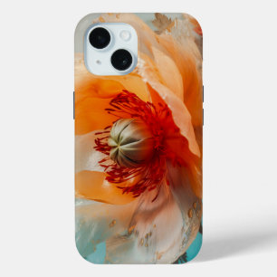 Funda Para iPhone 15 Flor Naranja Delicada