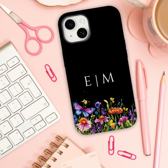Funda De Case-Mate Para iPhone Flor negra de mariposa suave (Subido por el creador)