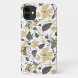 Funda Para iPhone 11 Flor Patrón floral de vino dorado amarillo dorado