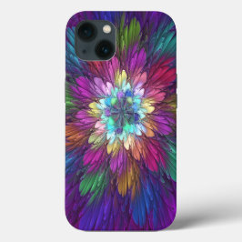 Funda Para iPhone 13 Flor psicodélica colorida Resumen Arte Fractal