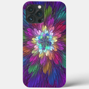 Funda Para iPhone 13 Pro Max Flor psicodélica colorida Resumen Arte Fractal