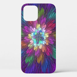 Funda Para iPhone 12 Flor psicodélica colorida Resumen Arte Fractal