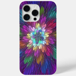 Funda Para iPhone 15 Pro Max Flor psicodélica colorida Resumen Arte Fractal