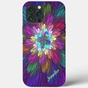 Funda Para iPhone 13 Pro Max Flor psicodélica colorida Resumen Nombre fractal