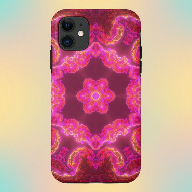 Funda De Case-Mate Para iPhone Flor psicodélica Kaleidoscopio rosa rojo y verde (Subido por el creador)