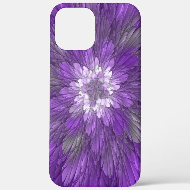 Funda De Case-Mate Para iPhone Flor púrpura psicodélica Resumen arte fractal (Reverso )