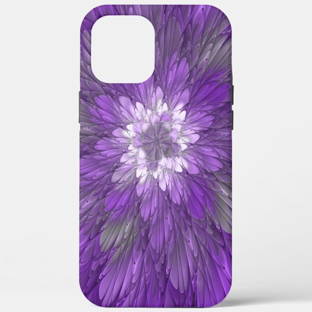 Funda De Case-Mate Para iPhone Flor púrpura psicodélica Resumen arte fractal (Reverso )