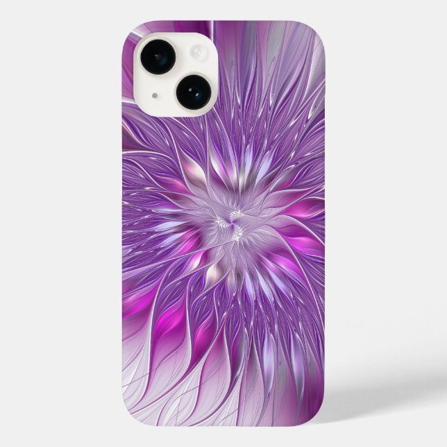 Funda De Case-Mate Para iPhone Flor Púrpura Rosa Pasión Resumen Arte Fractal (Reverso )
