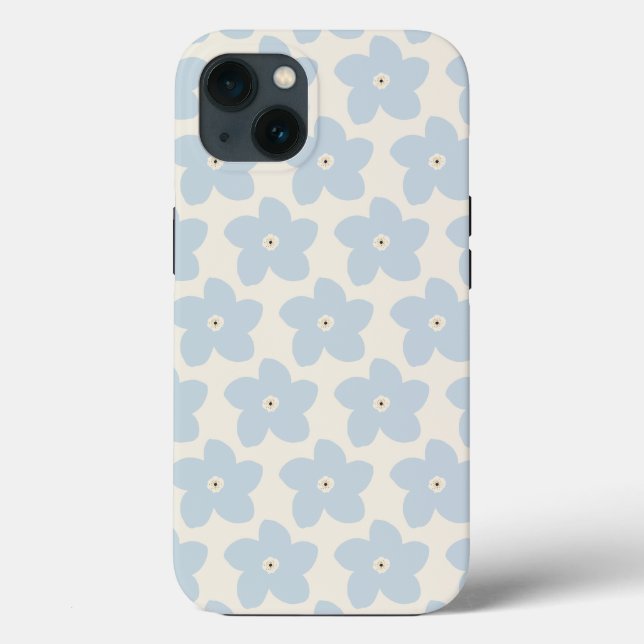 Funda De Case-Mate Para iPhone Flor Retro Azul Claro y Crema (Reverso )