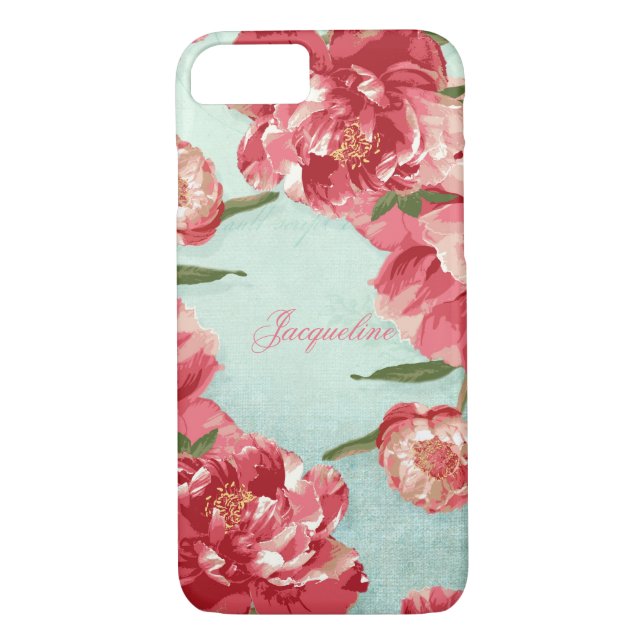 Funda De Case-Mate Para iPhone Flor Retro Elegante Chintz Peonies (Reverso)