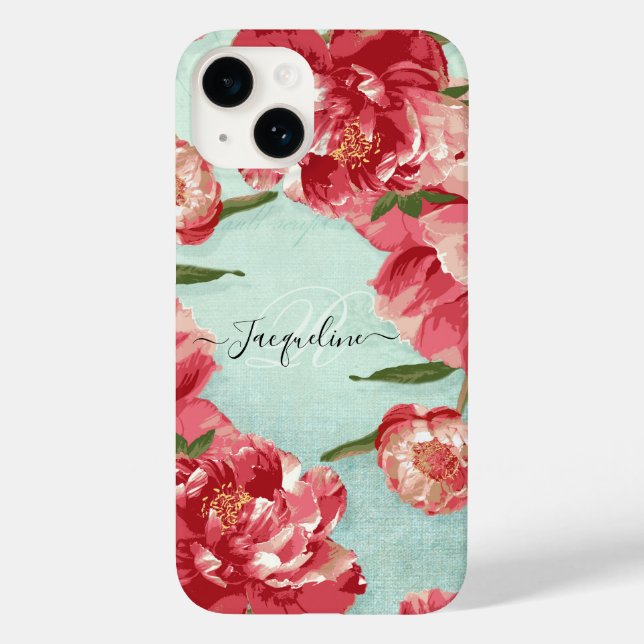 Funda De Case-Mate Para iPhone Flor Retro Elegante Chintz Peonies (Reverso )
