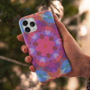Funda Para iPhone 11 Flor retro Mandala azul rosa y púrpura