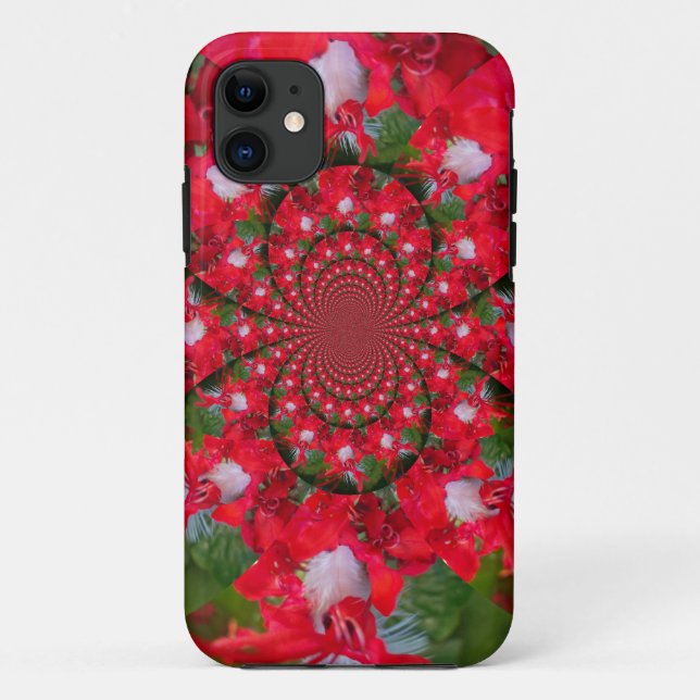 Funda De Case-Mate Para iPhone Flor Roja Natural White Feather kaleidoscope arte (Reverso)