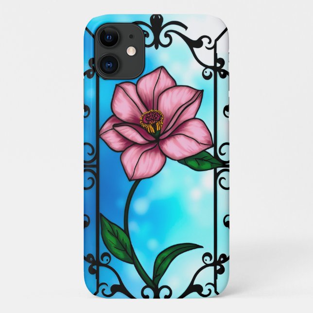 Funda De Case-Mate Para iPhone Flor rosa (Reverso)