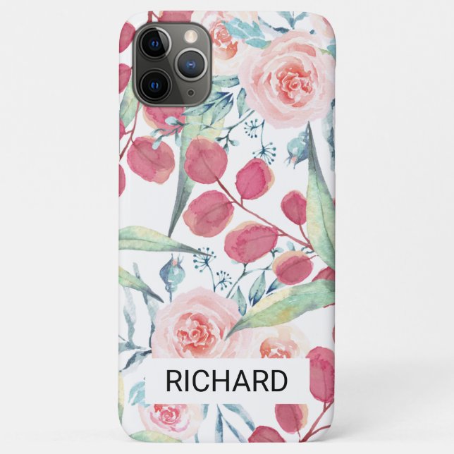 Funda De Case-Mate Para iPhone Flor rosa azul acuática (Reverso)