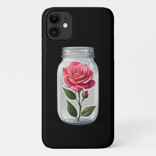 Funda Para iPhone 11 Flor Rosa En Una Botella De Vidrio