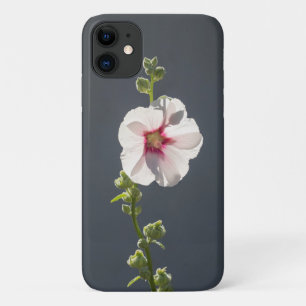 Funda Para iPhone 11 Flor rosa hojas verdes sobre malva gris oscuro en