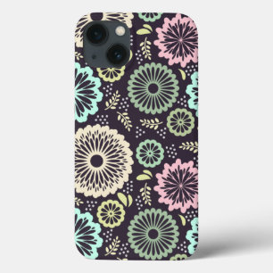 Funda Para iPhone 13 Flor rosa pastel suave y verde azulada Botánica de
