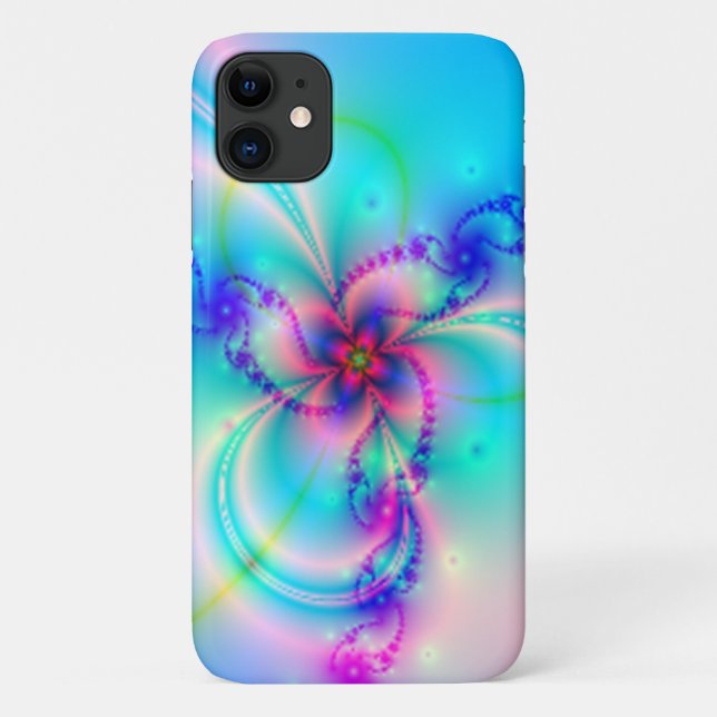 Funda De Case-Mate Para iPhone Flor rosada bonita del fractal (Reverso)