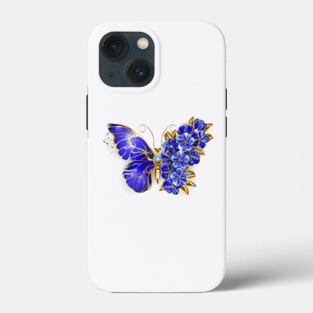 Funda De Case-Mate Para iPhone Flor Sapphire Mariposa (Reverso )