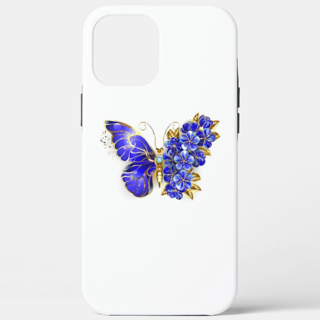 Funda De Case-Mate Para iPhone Flor Sapphire Mariposa (Reverso )