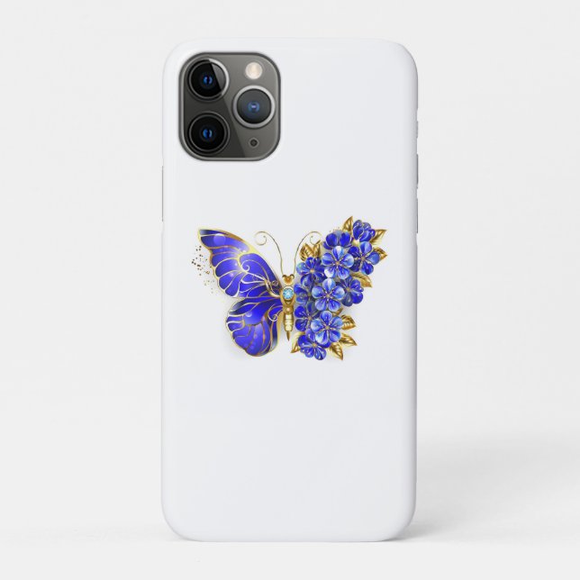 Funda De Case-Mate Para iPhone Flor Sapphire Mariposa (Reverso)