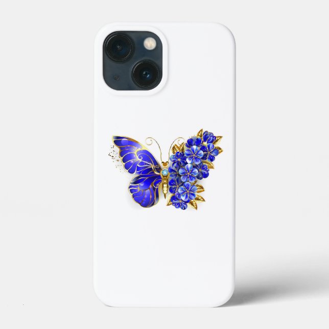 Funda De Case-Mate Para iPhone Flor Sapphire Mariposa (Reverso )