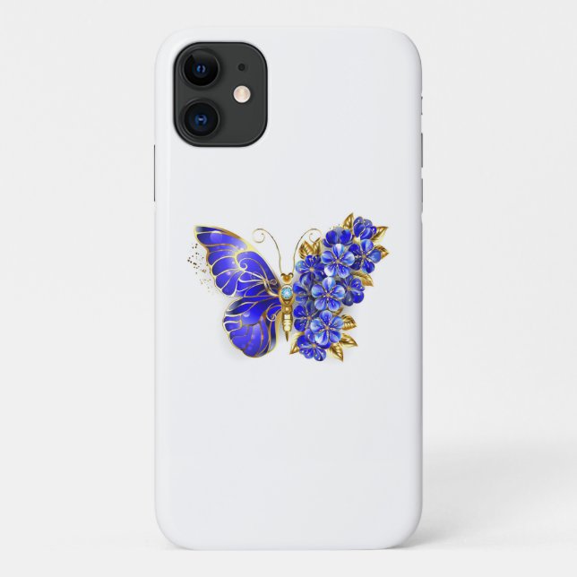Funda De Case-Mate Para iPhone Flor Sapphire Mariposa (Reverso)