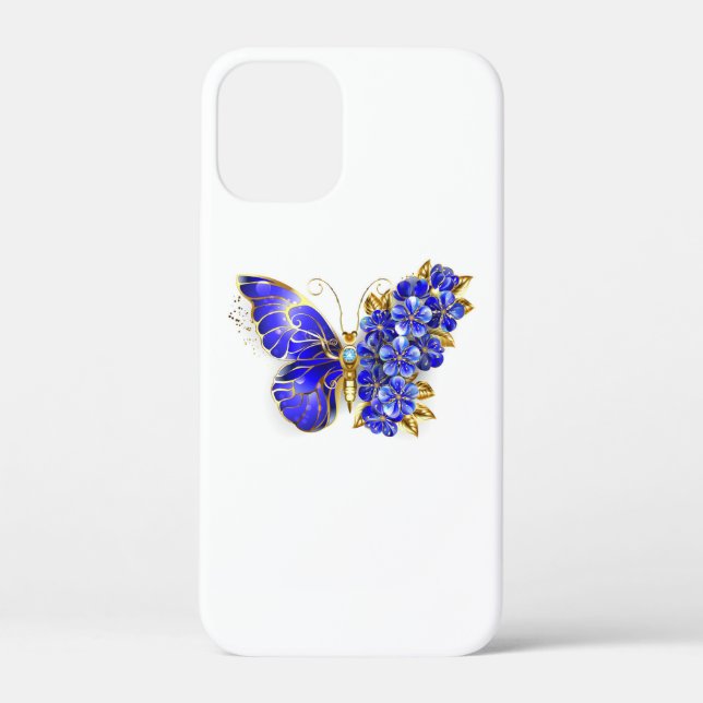 Funda De Case-Mate Para iPhone Flor Sapphire Mariposa (Reverso )