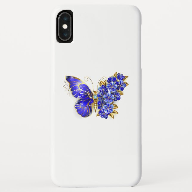 Funda De Case-Mate Para iPhone Flor Sapphire Mariposa (Reverso)