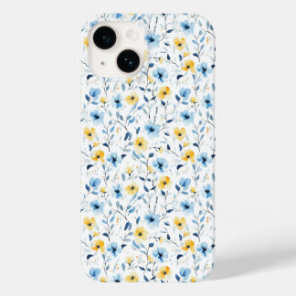 Funda Para iPhone 14 De Case-Mate Flor silvestre acuarela azul amarillo