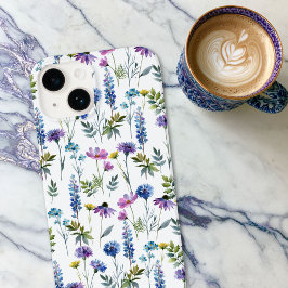 Funda Para iPhone 14 De Case-Mate Flor silvestre acuarela azul púrpura