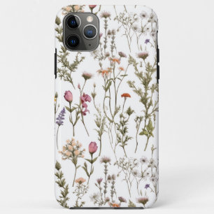 Funda Para iPhone 11 Pro Max Flor silvestre acuarela rosa púrpura