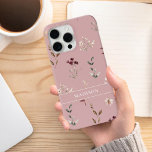 Funda Para iPhone 11 Flor silvestre Botánica personalizada<br><div class="desc">Estuche Watercolor Flor silvestre Flor Botánica Floral Personalizada Nombre iPhone</div>