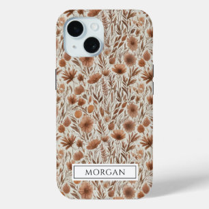 Funda Para iPhone 15 Flor silvestre floral de Boho Terracotta personali